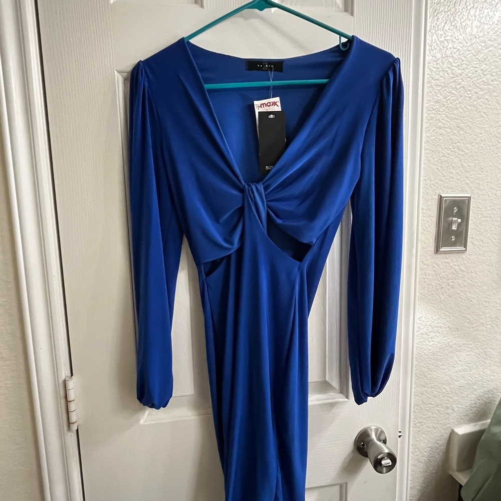 Royal blue cut-out dress